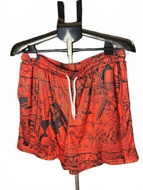 DC Comics Superman sz L Graphic Print lounge basketball shorts red
